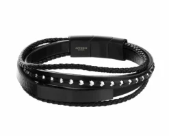 Bransoletka ze stali szlachetnej i skóry