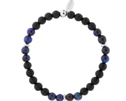 Bransoletka ze stali szlachetnej z agatami i tygrysim okiem