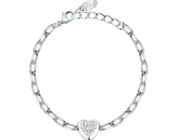 Bransoletka ze stali szlachetnej z cyrkoniami - serce, Karl Lagerfeld