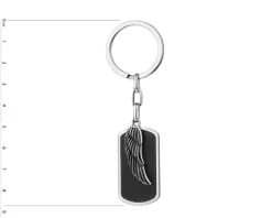 Brelok ze stali szlachetnej ze skórą - skrzydło