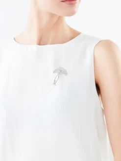 Broszka srebrna z cyrkoniami - miłorząb