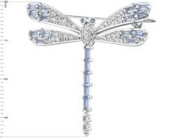 Broszka srebrna z cyrkoniami - ważka