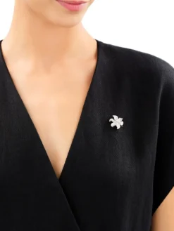 Broszka z żółtego złota z brylantami - kwiat - 1,00 ct - próba 585