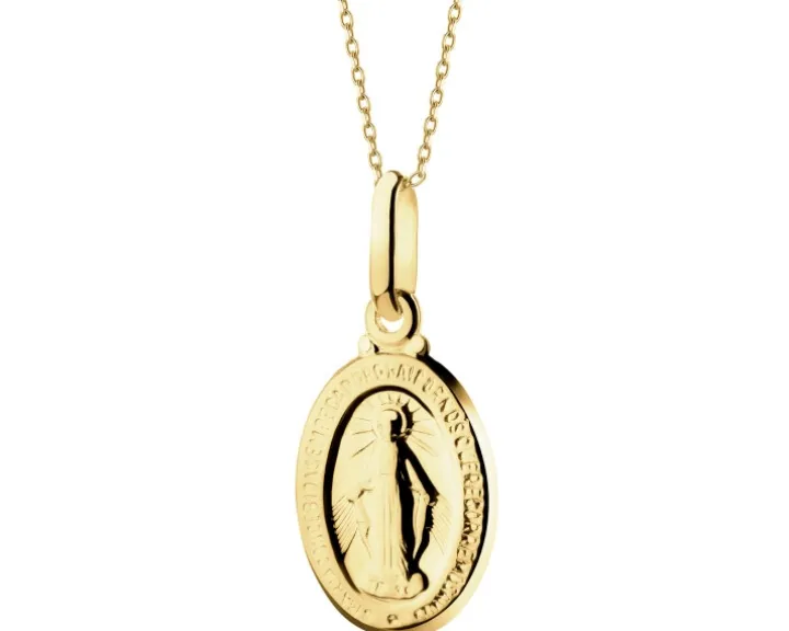 Cudowny Medalik - złota zawieszka i łańcuszek - komplet