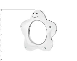 Grzechotka srebrna z kryształami i bursztynem