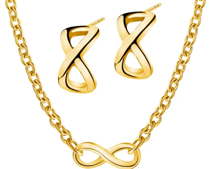 Kolczyki i naszyjnik ze stali szlachetnej - komplet - nieskończoność