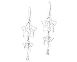 Kolczyki srebrne - gwiazdy, kulki