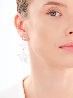 Kolczyki srebrne - gwiazdy