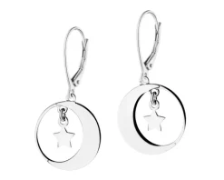 Kolczyki srebrne - Księżyce, gwiazdy