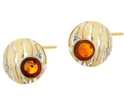 Kolczyki srebrne z bursztynem - koła