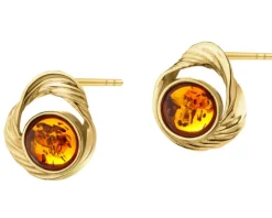 Kolczyki srebrne z bursztynem