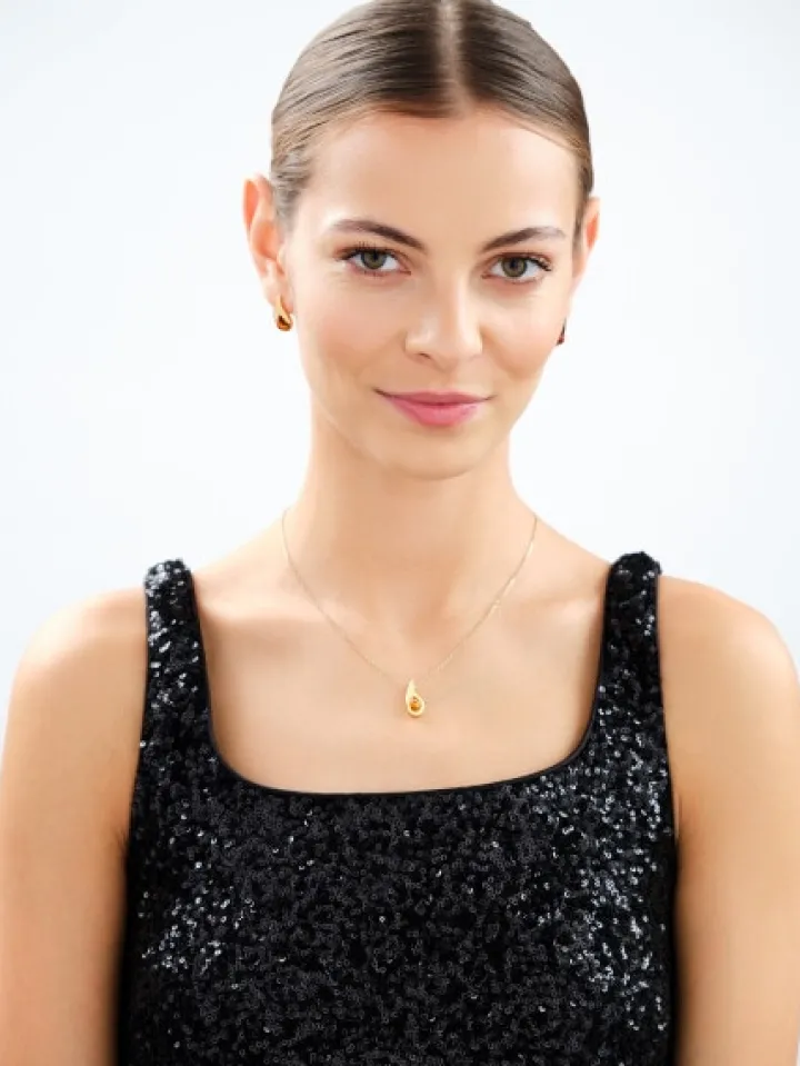 Kolczyki srebrne z bursztynem - łezki