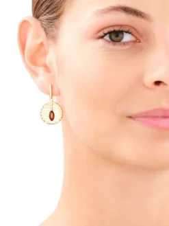 Kolczyki srebrne z bursztynem - koła