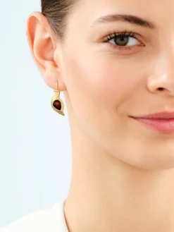 Kolczyki srebrne z bursztynem - liście