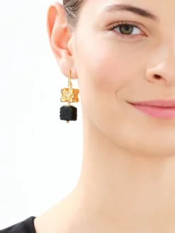 Kolczyki srebrne z bursztynem - kwadraty