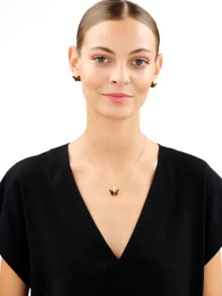 Kolczyki srebrne z bursztynem - motyle