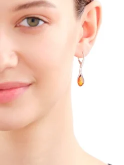 Kolczyki srebrne z bursztynem