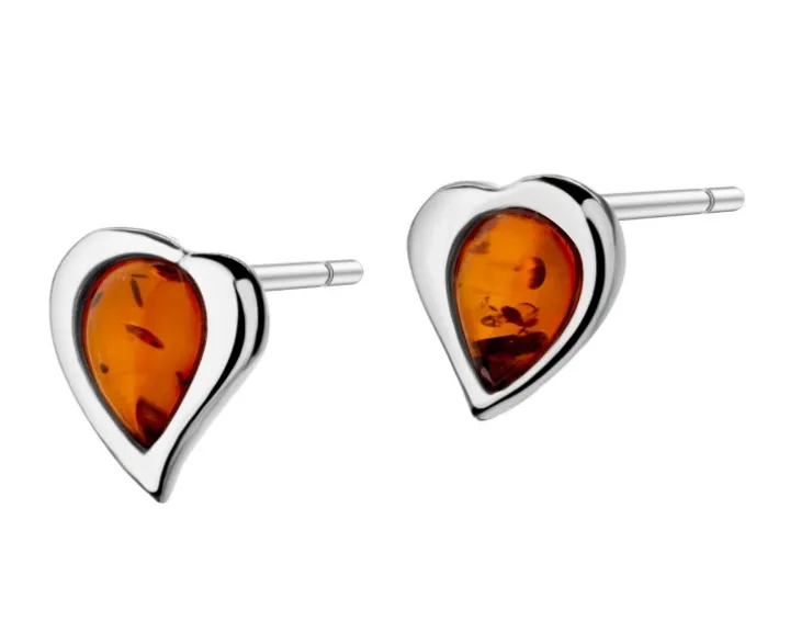 Kolczyki srebrne z bursztynem