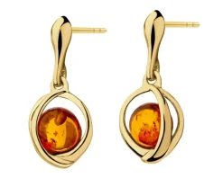 Kolczyki srebrne z bursztynem