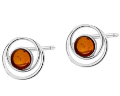 Kolczyki srebrne z bursztynem