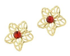 Kolczyki srebrne z bursztynem - kwiaty