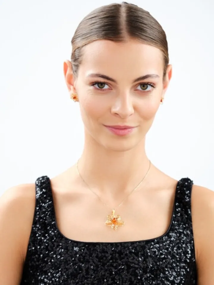 Kolczyki srebrne z bursztynem - kwiaty