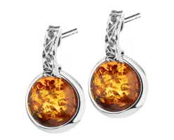 Kolczyki srebrne z bursztynem