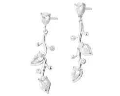 Kolczyki srebrne z cyrkoniami - liście