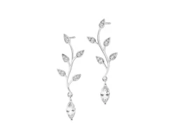 Kolczyki srebrne z cyrkoniami - liście