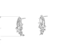 Kolczyki srebrne z cyrkoniami - liście