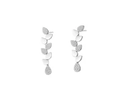 Kolczyki srebrne z cyrkoniami - liście