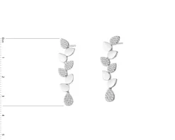 Kolczyki srebrne z cyrkoniami - liście