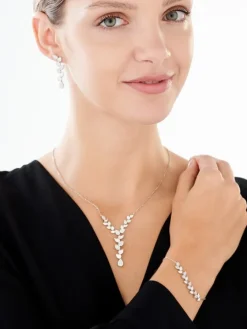 Kolczyki srebrne z cyrkoniami - liście