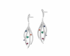 Kolczyki srebrne z cyrkoniami - liście