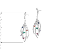 Kolczyki srebrne z cyrkoniami - liście