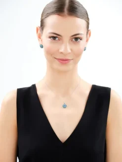 Kolczyki srebrne z cyrkoniami - rozety