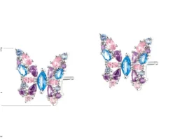 Kolczyki srebrne z cyrkoniami - motyle