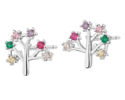 Kolczyki srebrne z cyrkoniami - drzewa