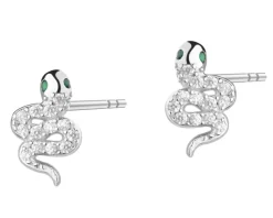 Kolczyki srebrne z cyrkoniami - węże