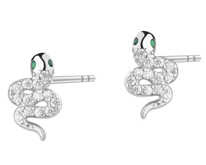 Kolczyki srebrne z cyrkoniami - węże