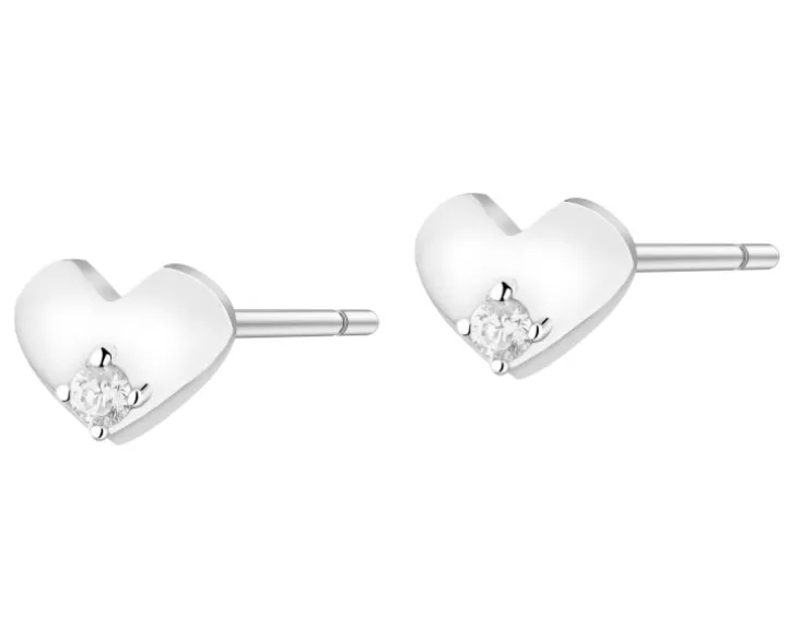 Kolczyki srebrne z cyrkoniami - serca