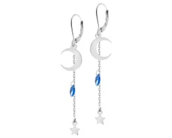 Kolczyki srebrne z cyrkoniami - Księżyce, gwiazdy