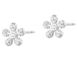 Kolczyki srebrne z cyrkoniami - kwiaty