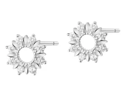 Kolczyki srebrne z cyrkoniami - rozety