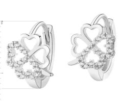 Kolczyki srebrne z cyrkoniami - koniczyny, koła