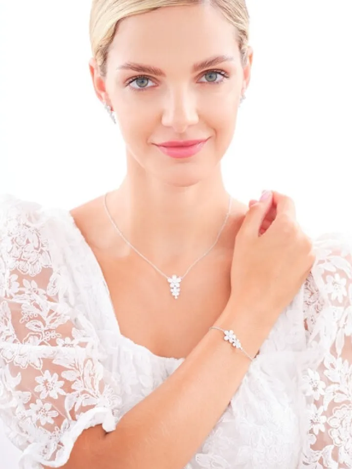 Kolczyki srebrne z cyrkoniami - kwiaty