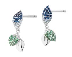 Kolczyki srebrne z cyrkoniami - liście