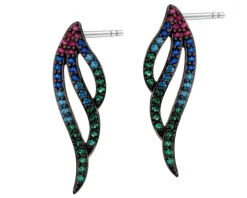 Kolczyki srebrne z cyrkoniami - skrzydła