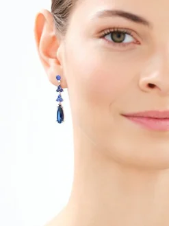 Kolczyki srebrne z cyrkoniami i szlifowanym szkłem