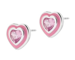 Kolczyki srebrne z cyrkoniami i  emalią - serca